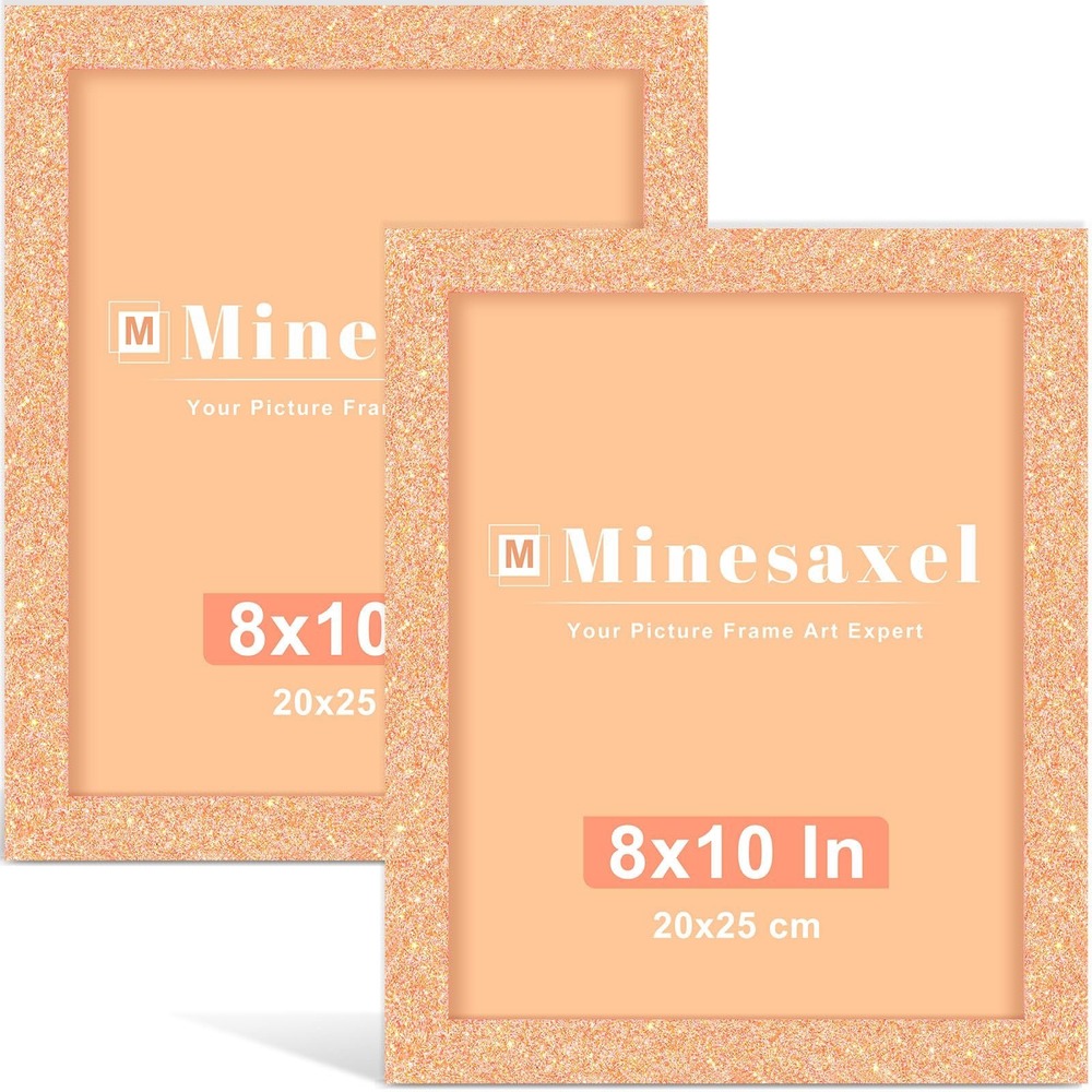 NWT 8x10 Orange Glitter Picture Frame Set of 2 Sparkle Wall or Tabletop